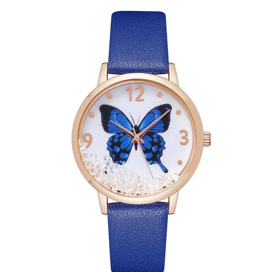 Frauen Modezahlen Strass Butterfly Quartz Uhr