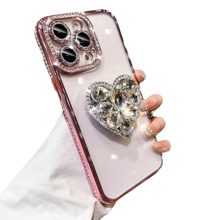 Silikon -Elektroplattenkante Diamond Love Bracket Phone Hülle