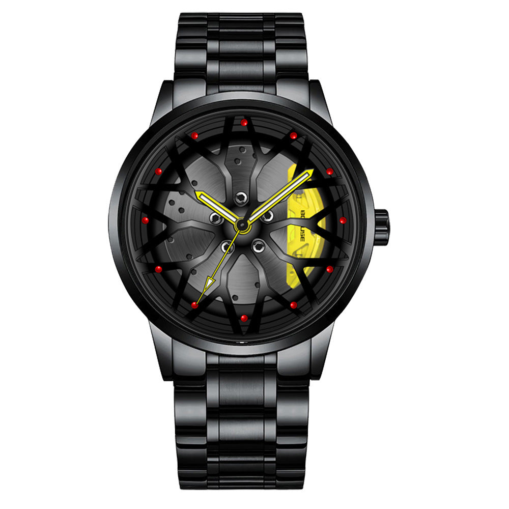 Fashion trend wiel remklauw hoogwaardige waterdichte lichtgevende kwarts horloge