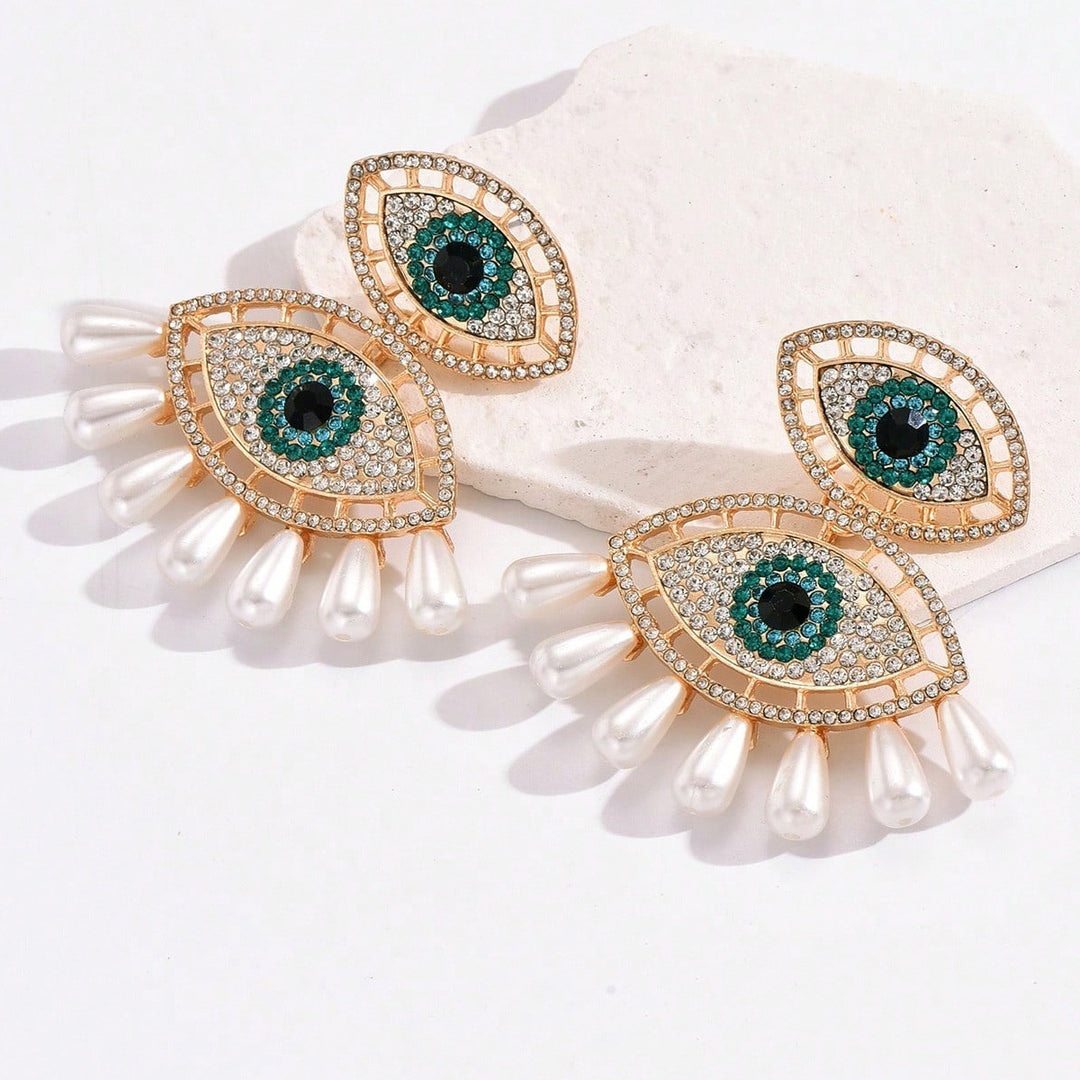 Cristale colorate din aliaj exagerat de femei Cercei de perle artificiale