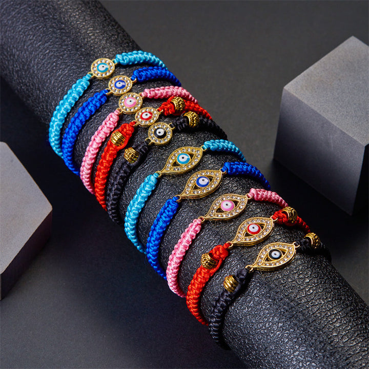 Fashion Retro Diamonds Eyes Woven Bracelet