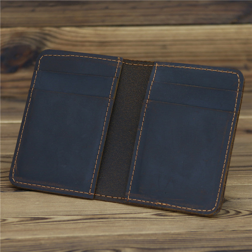 Cowhide Card Case Pocketの男性の最初の層シンプル