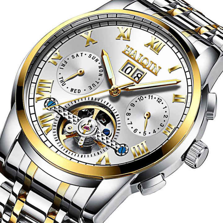 Menmode waterdichte lumineuze holle tourbillon automatisch mechanisch horloge