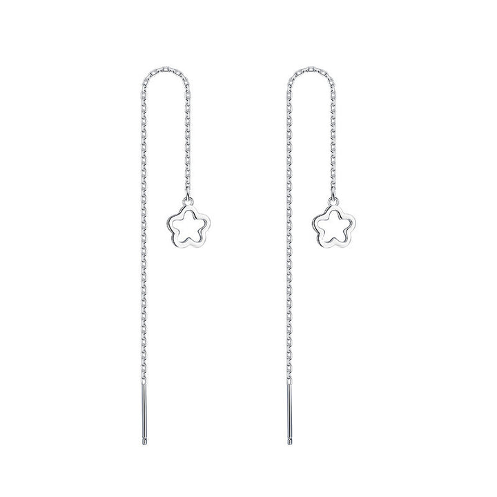 Hollow Flower Earrings Mori Style Simple Special-interest Design Temperament Long Tassel