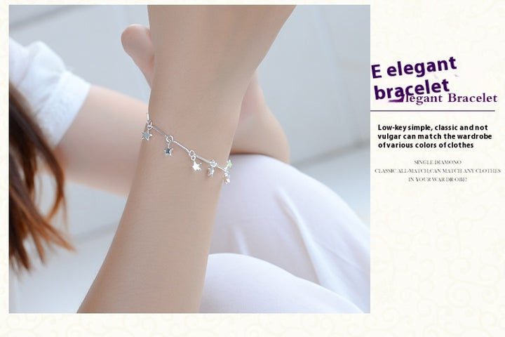 Women's Silver Anklet Bamboo Star Five-pointed Star Silver-plated Bracelet