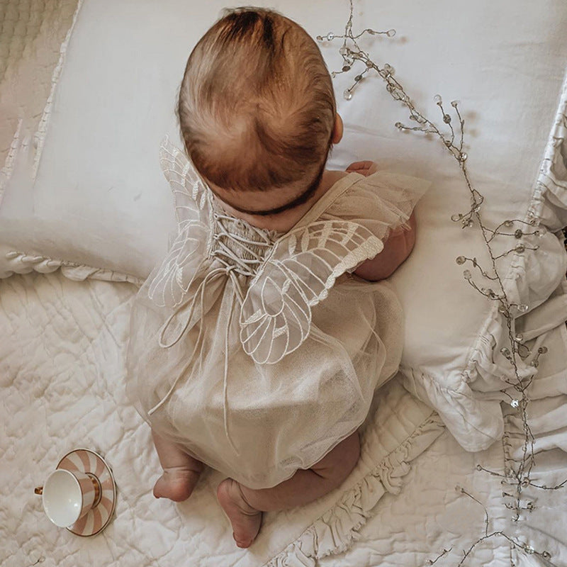 Netztemperament ein Stück Kleid Baby Strampler