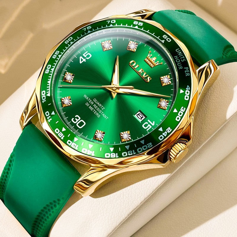 Green submariner cuarzo reloj luminoso para hombres