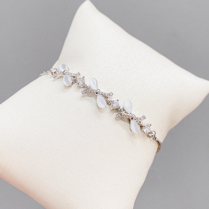 Bowknot Full Diamond Crystal Diamond Pull Adjustment Bead Bracelet