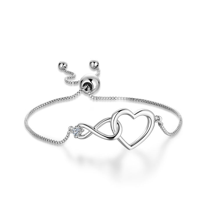 Bracelet éternel zircon en forme de coeur classique Amour illimité Huit mots