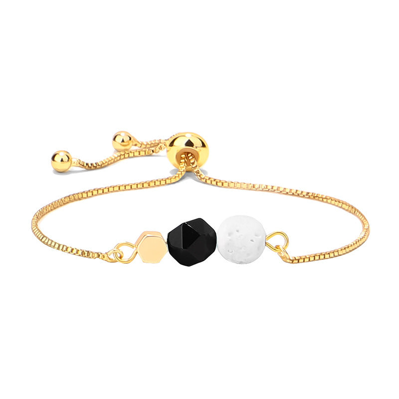 Color de color dorado de 14k Preservante Cadena Tigre Tiger Ojo Volcánico Pulsera de yoga