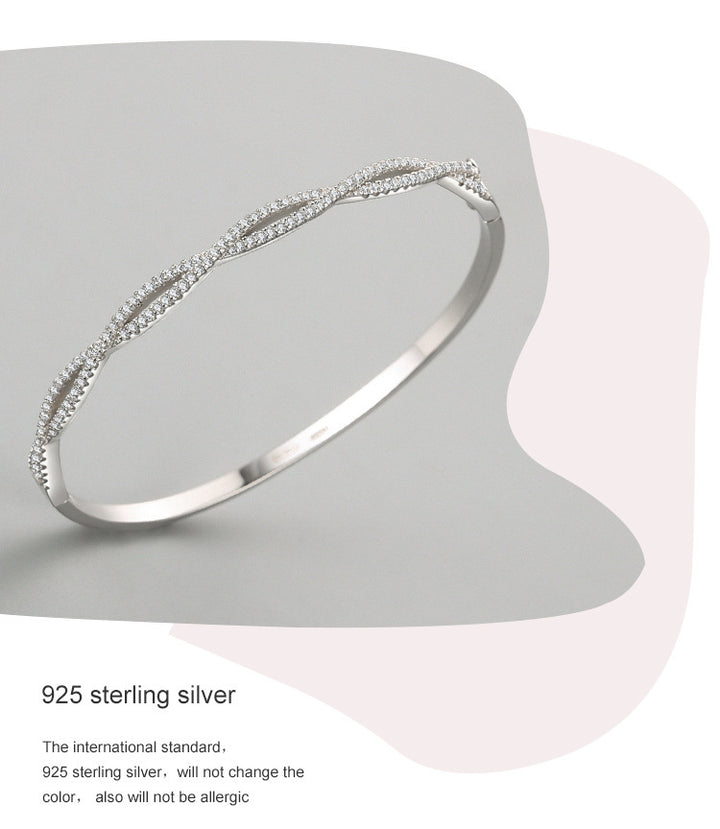 Women's Cross Wave Hollow S925 Silver Bracelet