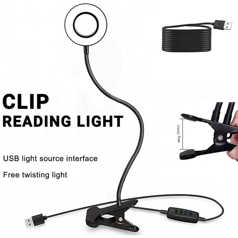 Clip auf Schreibtischlampe LED Flexible Arm USB Dimmbare Lesungstisch Nachtlicht