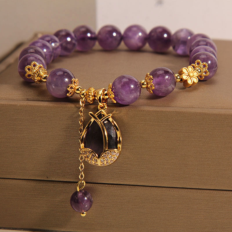 Purple Crystal Bracelet Vrouw Summer Ins Special Interest Light Luxe Retro