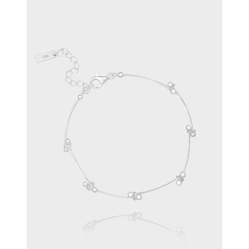 Special Interest Light Luxury Design Sense Minimalist All-match Segment Stitching Bracelet Bright Silver