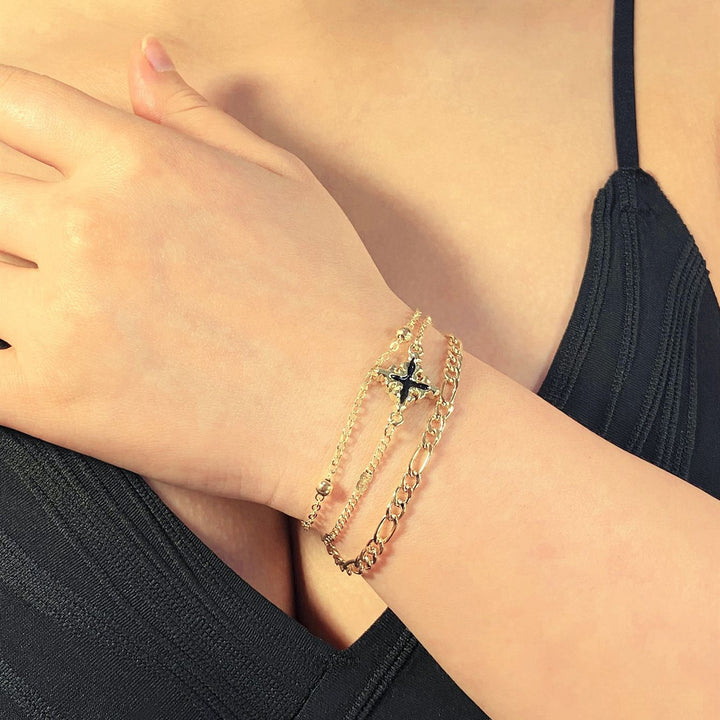 Eenvoudige meerlagige olie druipende Cross Girls 'Bracelet