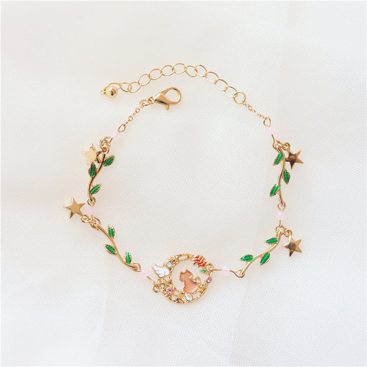 Pulsera de hoja de gato de conejo de flor de las damas