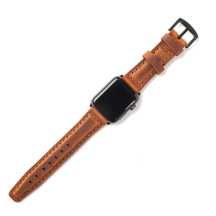 Apple Watch 9 45 mm Bandon en cuir fait à la main marron clair