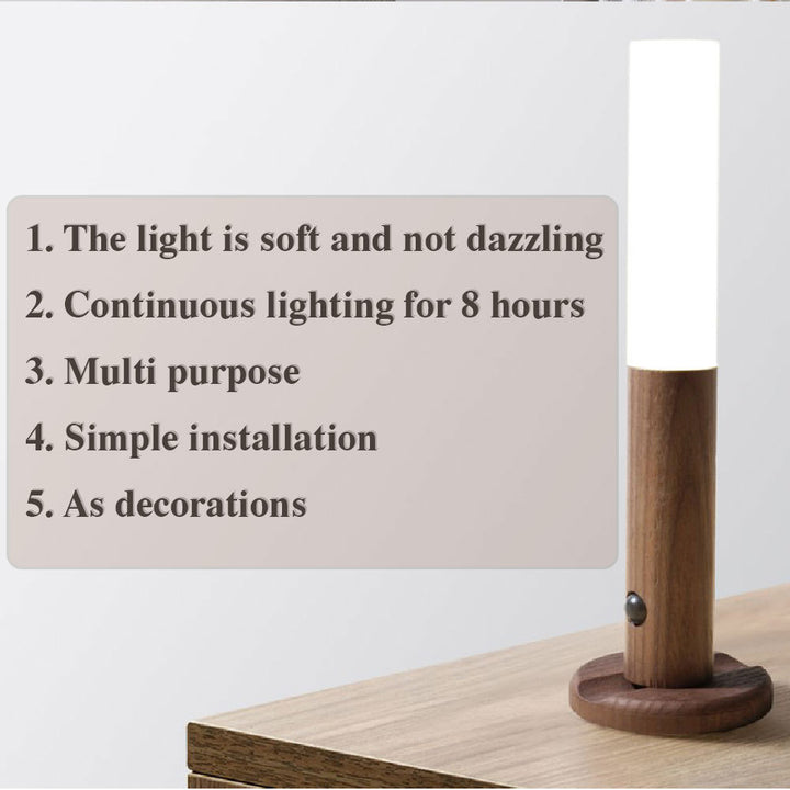 Auto LED USB Magnetic Wood Wireless Night Light Corridors Pora Lichten PIR Bewegingssensor Wandlicht Kastlamp
