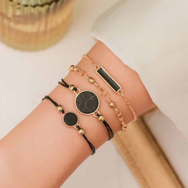 Bracelet d'ensemble personnalisé avec bracelet à motif turquoise noir