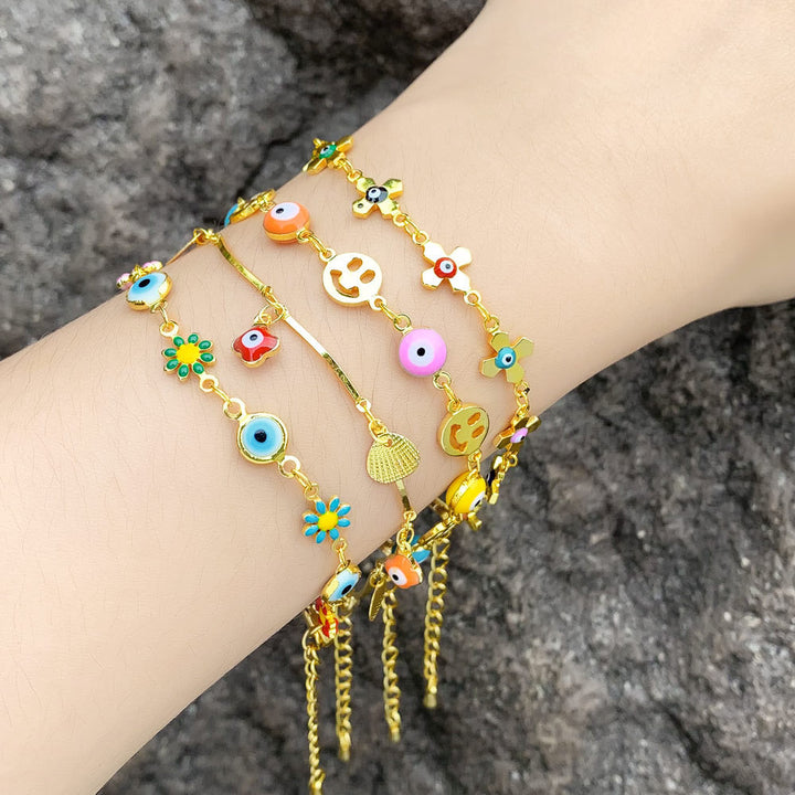 Buntes Ölkettenblüten Colarmbone Armband