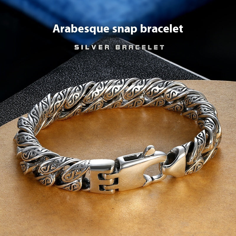 Tangcao Pattern Silver-plated Bracelet For Men Thick Type