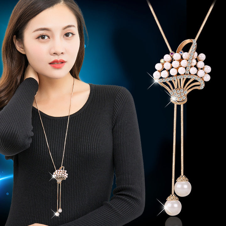 Women's Crystal Sweater Chain Long Pendant Accessories