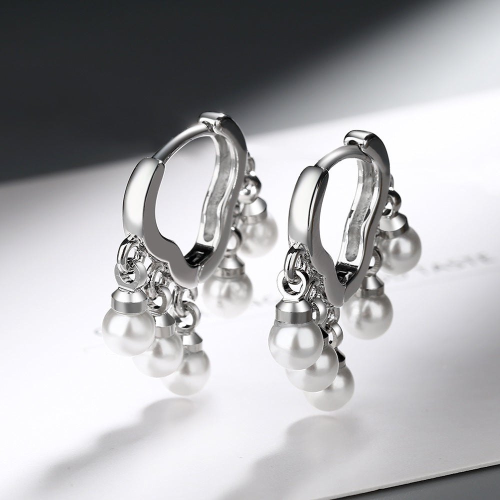 Simple Elegant Cloud Pearl Tassel Earrings