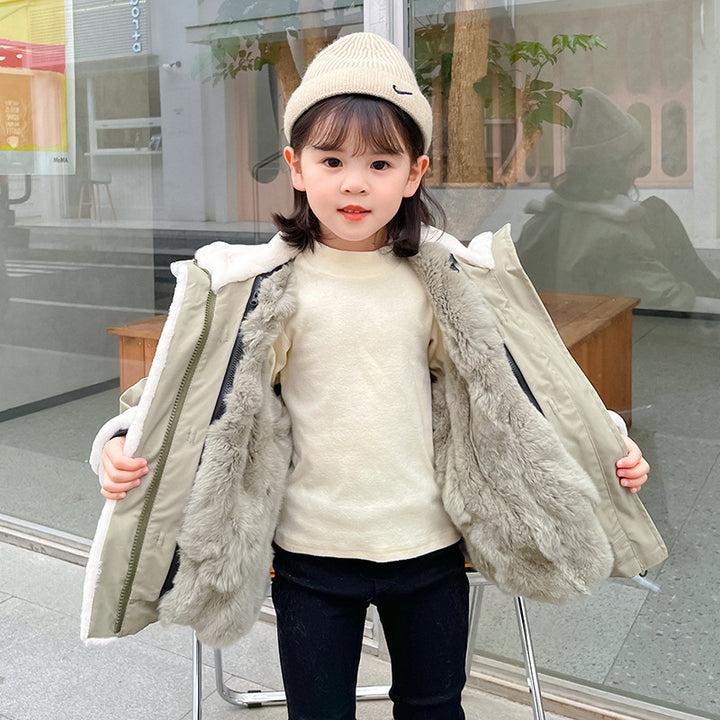 Children's Fur Coat Pie Overcoming Mid-length