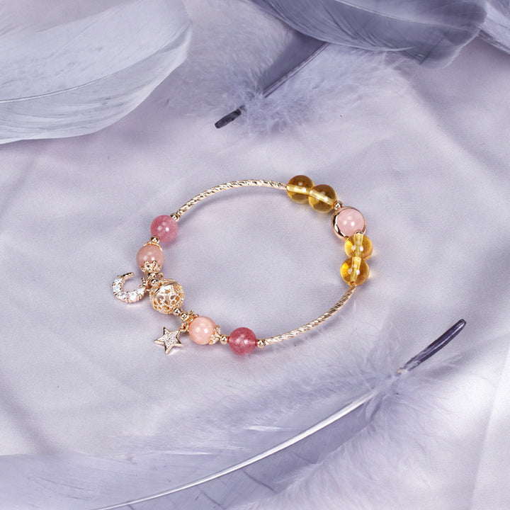 Bardo Crystal Armbånd Strawberry Quartz White Moonlight