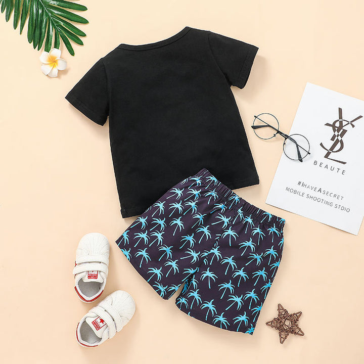 Kid Shorts Filt Children's Summer Clothing Letter T-shirt coréen deux pièces pour garçons