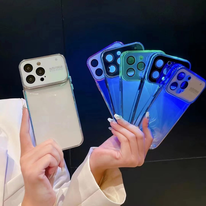 Caixa de telefone de casca colorida luminosa alta transparente