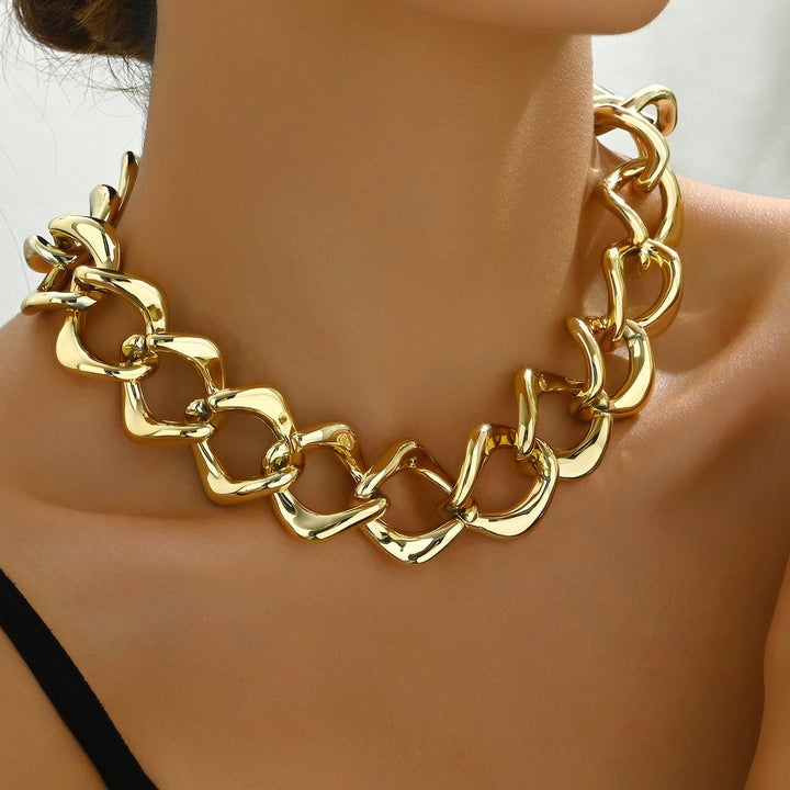 Hip Hop Ladies Clavicle Chain 18K Gold Plated Exaggerated Long