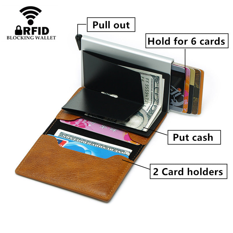 Férfi fém-mágneses személyi igazolvány-tartó új hallgatói pénztárca névjegykártya-tartó