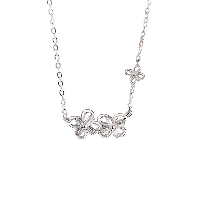 Collier de trèfle de pétale en argent sterling pour femmes