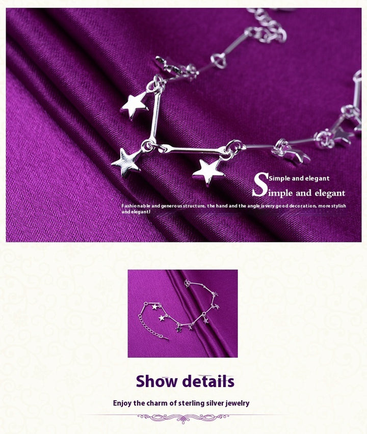 Women's Silver Anklet Bamboo Star Five-pointed Star Silver-plated Bracelet