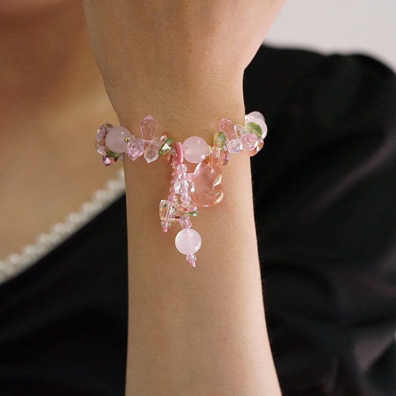 Girl Heart Crystal Bracelet Mori Style Fox