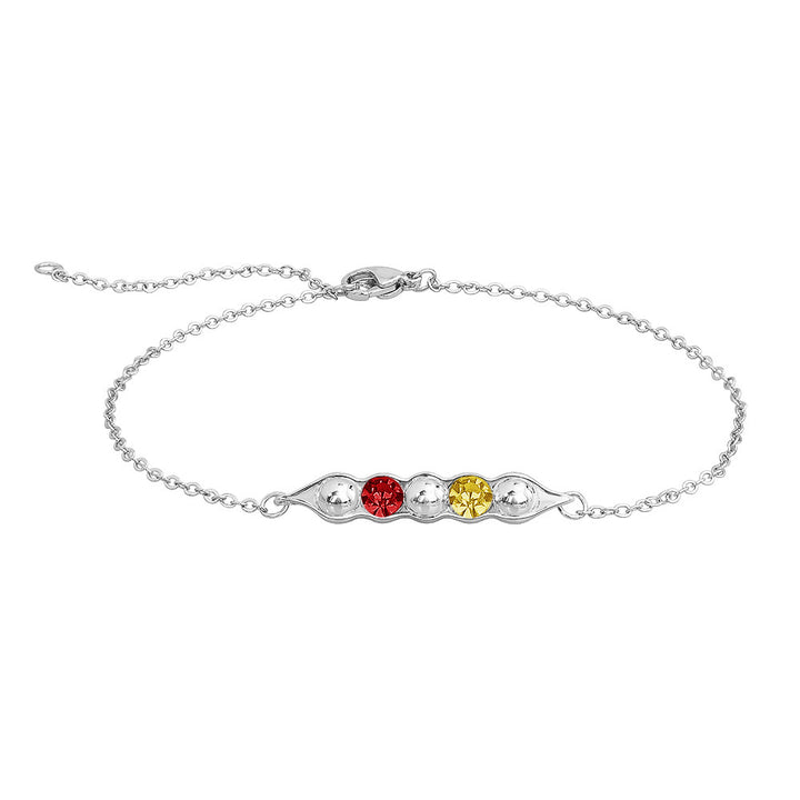 Fashion Pea Pod Female Diamond-Errusted 12-Color Birthstone Armband