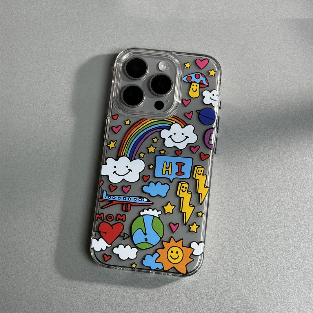 Cartoon Transparent 15promax Phone Case Soft Shell Anti Drop