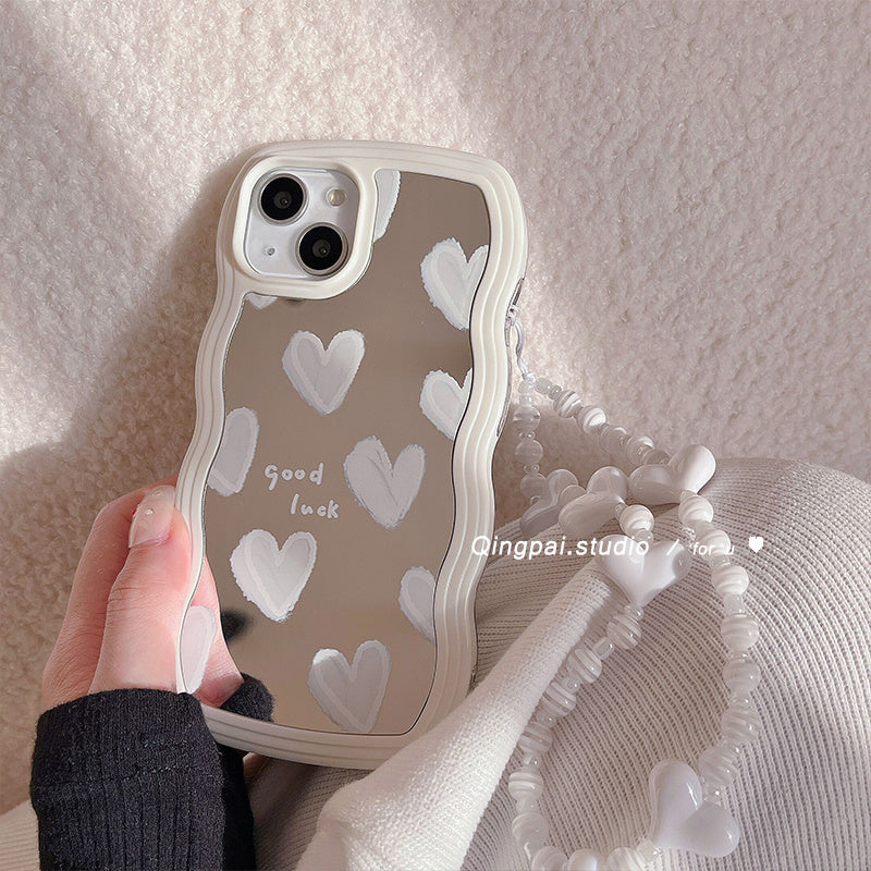 Cœur de miroir de bord d'onde adapté à S24 S21 Ultra Phone Case Silicone