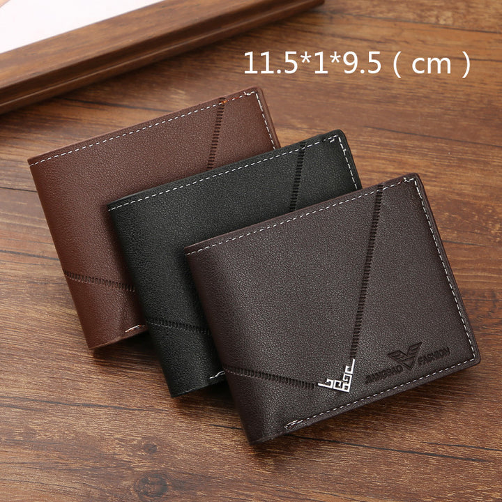 Herren-Einfachheit Mode Multi-Card-Slot-Litschee-Muster kurzer Brieftasche