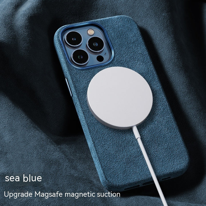 Süet telefon manyetik kablosuz şarj cihazı üst düzey koruyucu kasa