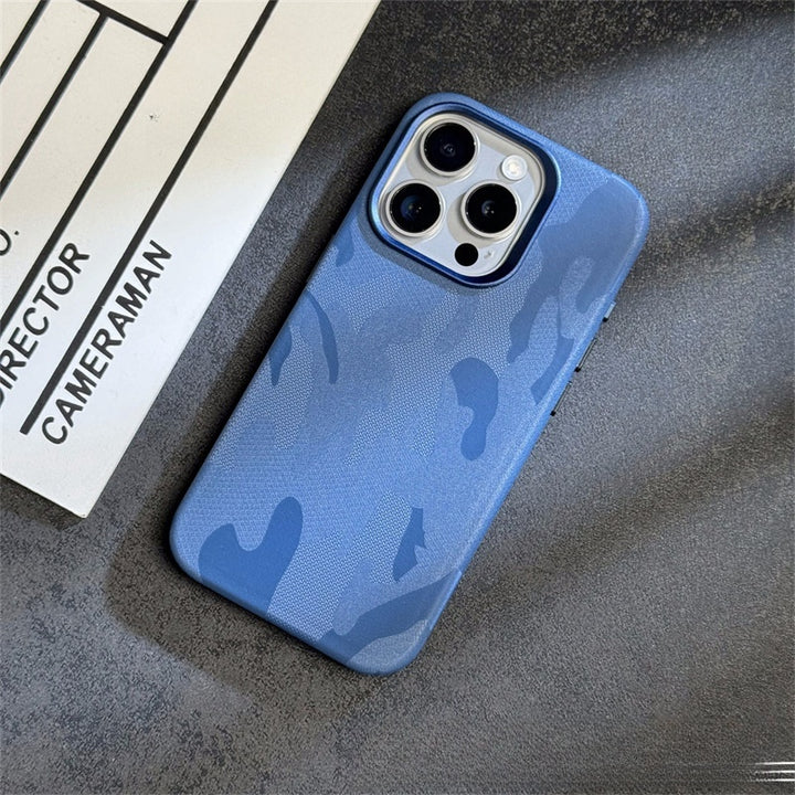 Étui de téléphone Advanced Simple Camouflage en cuir de camouflage Cadre de protection magnétique résistante à Drop