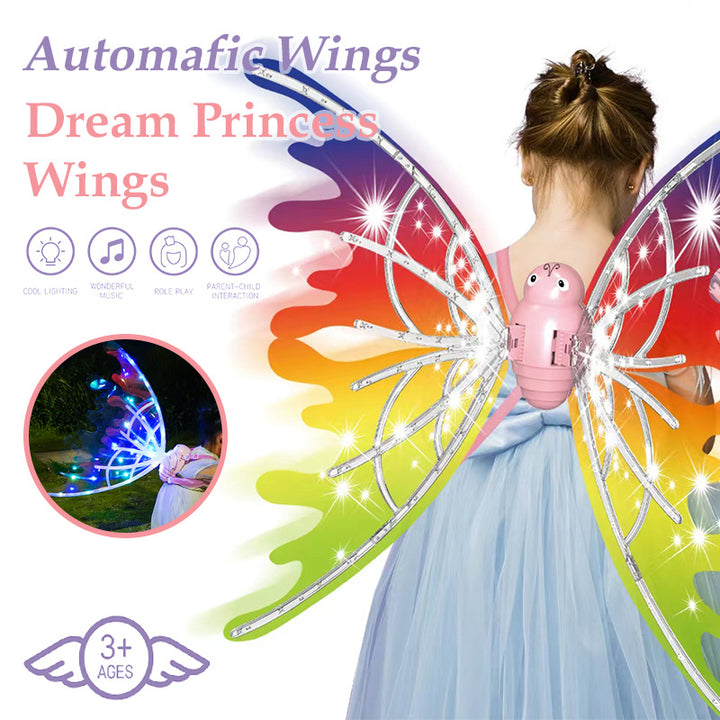 Filles ailes de papillon électrique avec des lumières brillantes habillées brillantes