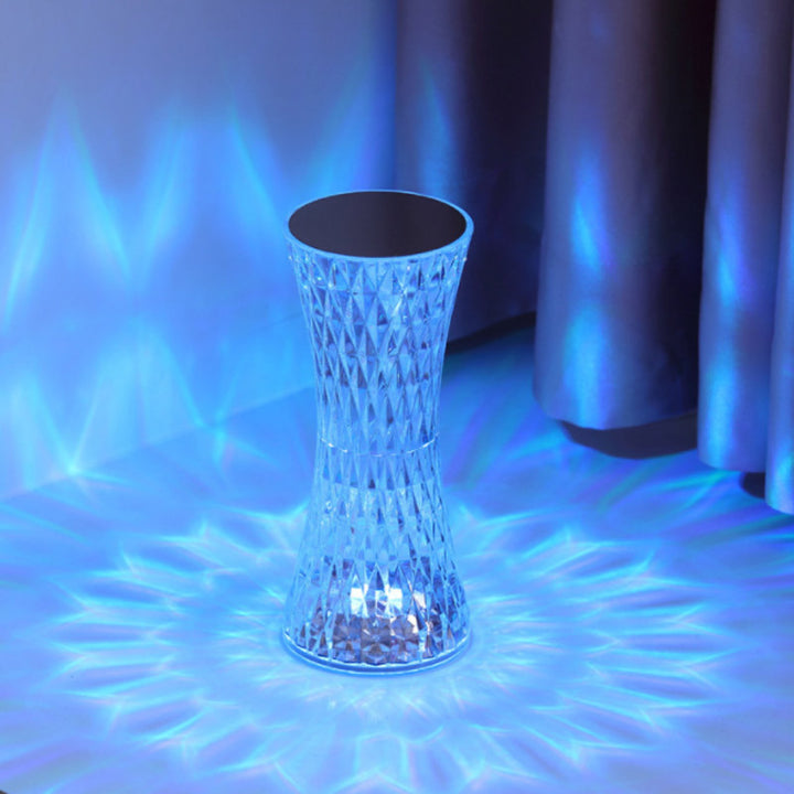 Lámpara de mesa de dormitorio recargable de cristal LED