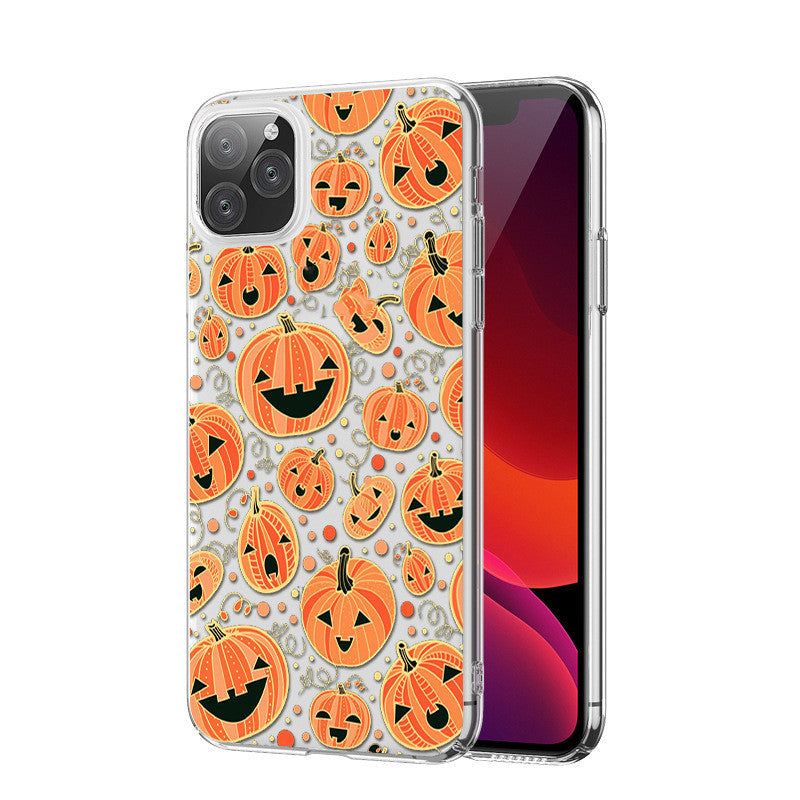 Estuche de teléfono de silicona transparente de la serie de Halloween