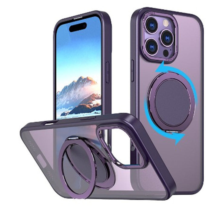 Magnetic Transparent 360 Rotating Bracket With Fulcrum Drop-resistant Phone Case