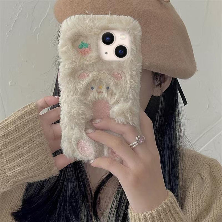 Caja de teléfono de oso de felpa japonesa y coreana