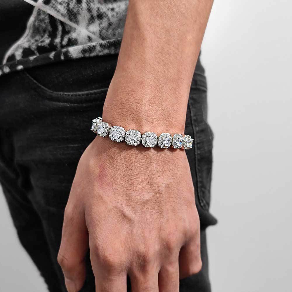 Personalidad Diamond Stud Hip Hop Pulsera para hombres