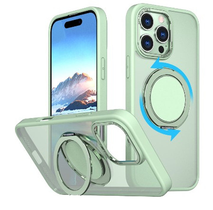 Magnetic Transparent 360 Rotating Bracket With Fulcrum Drop-resistant Phone Case