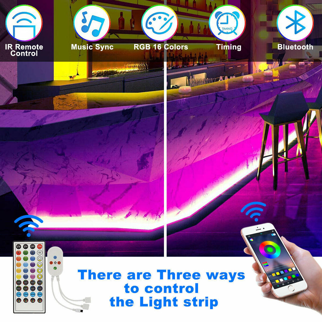 LED -kaistalevalot 5050 RGB Bluetooth -huone vaaleanväriset vaihtavat kaukosäätimellä